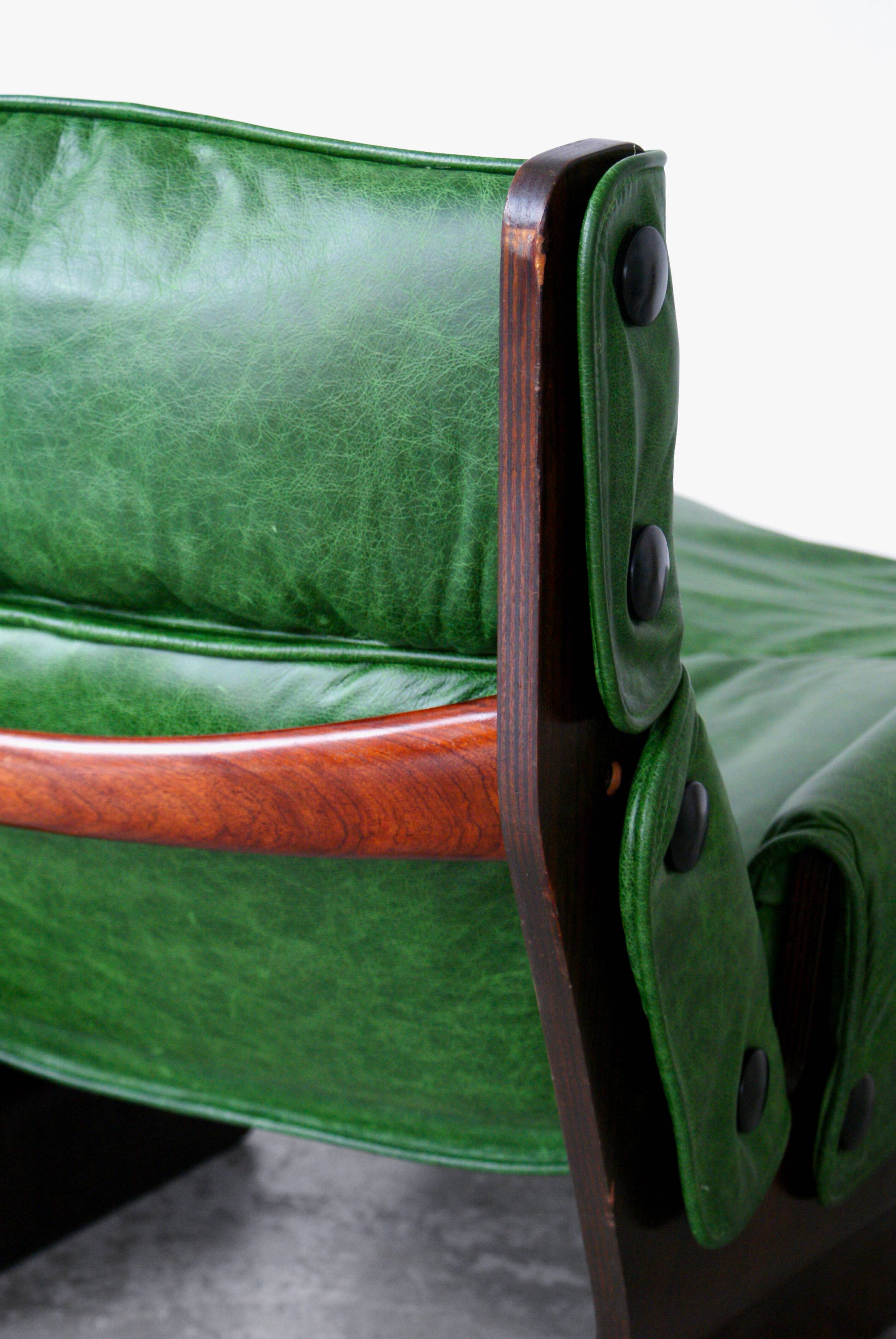 Canada model leather armchair and ottoman by Osvaldo Borsani