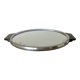 Oval mirror plateau, chrome brass and rosewood, Art Deco, 1920s 30s