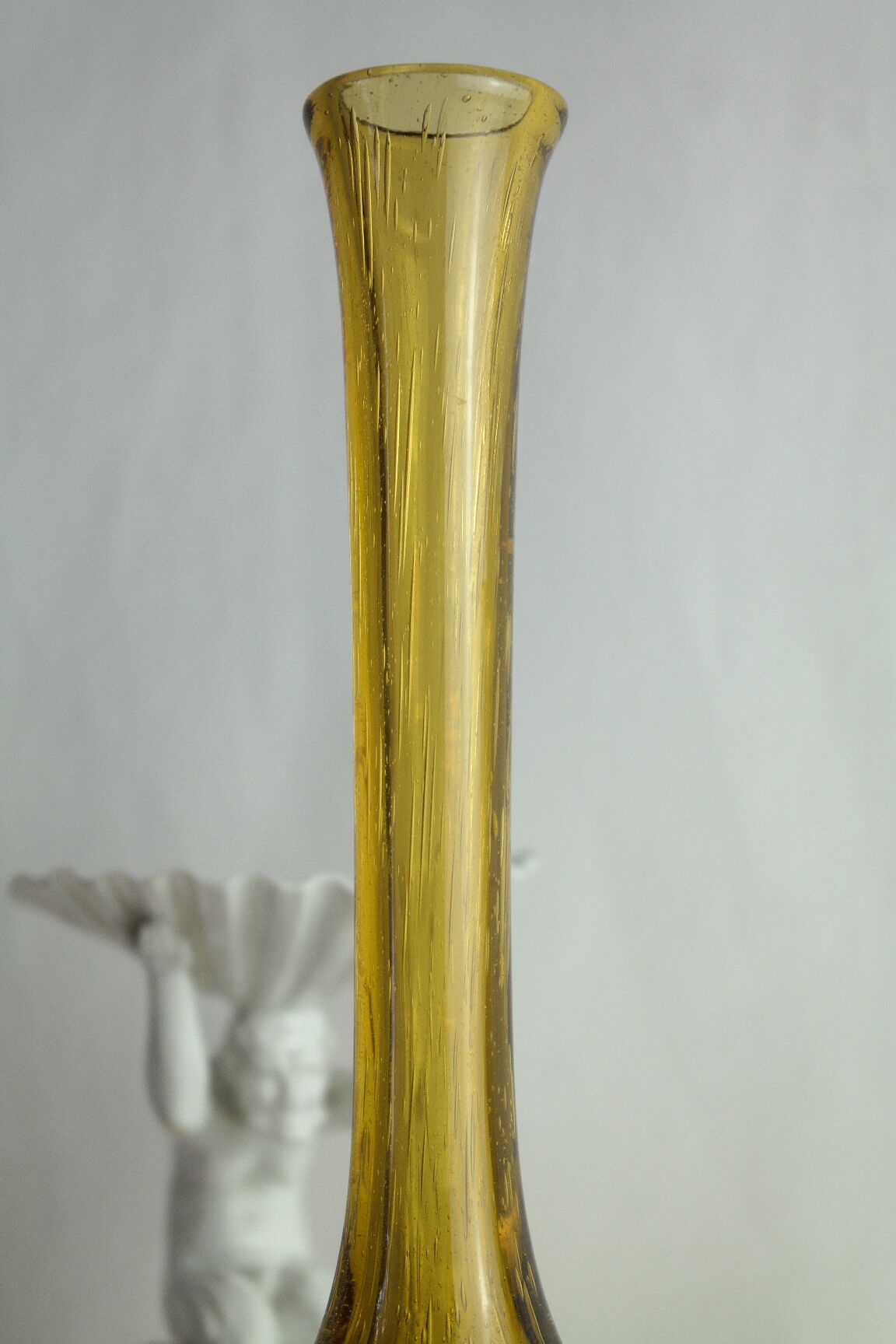 Pair of vintage biot bubbled blown glass soliflores