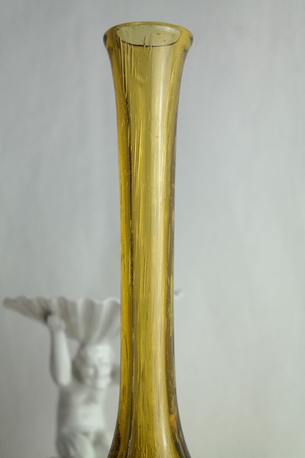 Paire de soliflores en verre soufflé bullé biot vintage