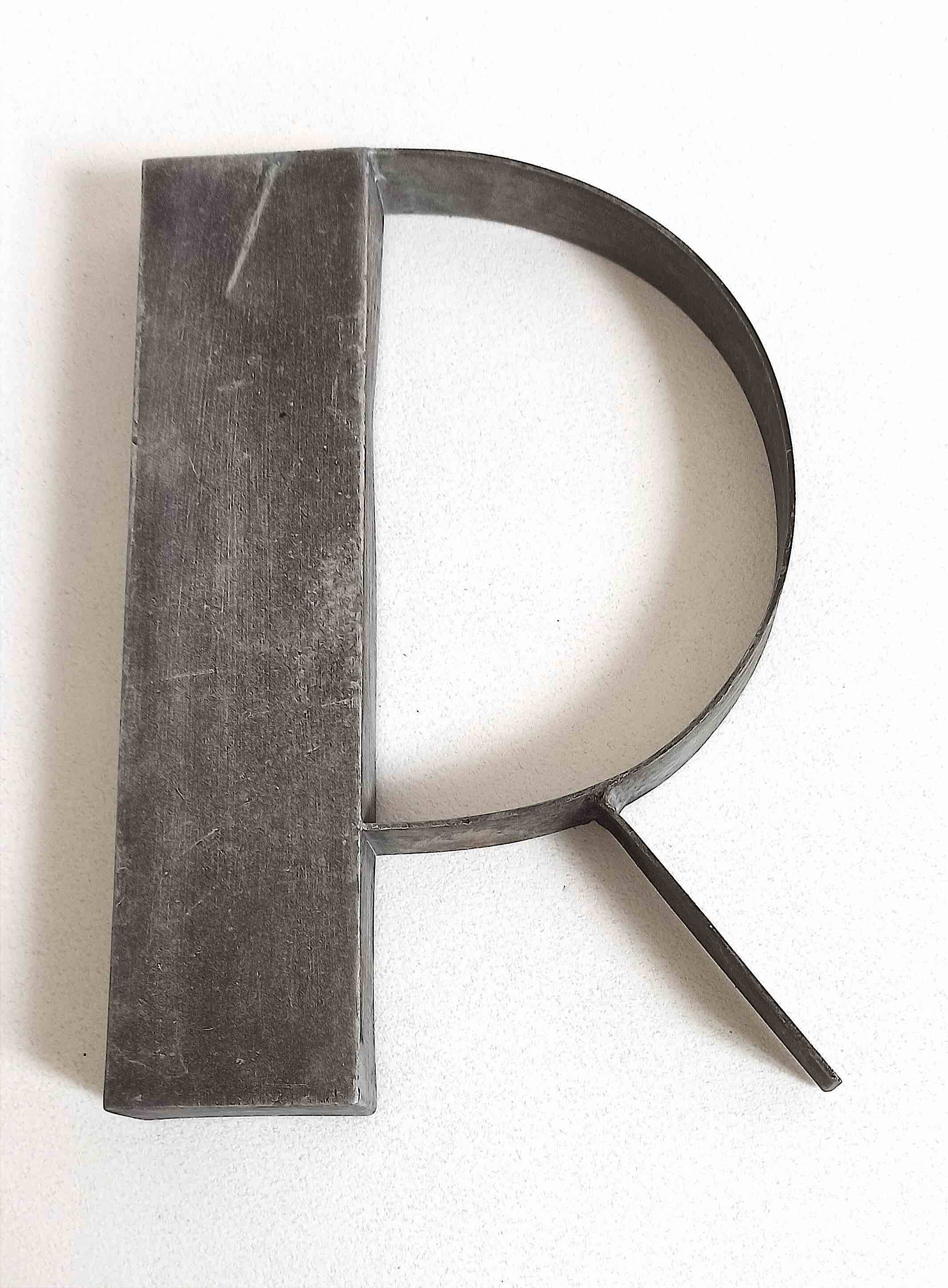 Metal letter R 1930s Height 25 cm