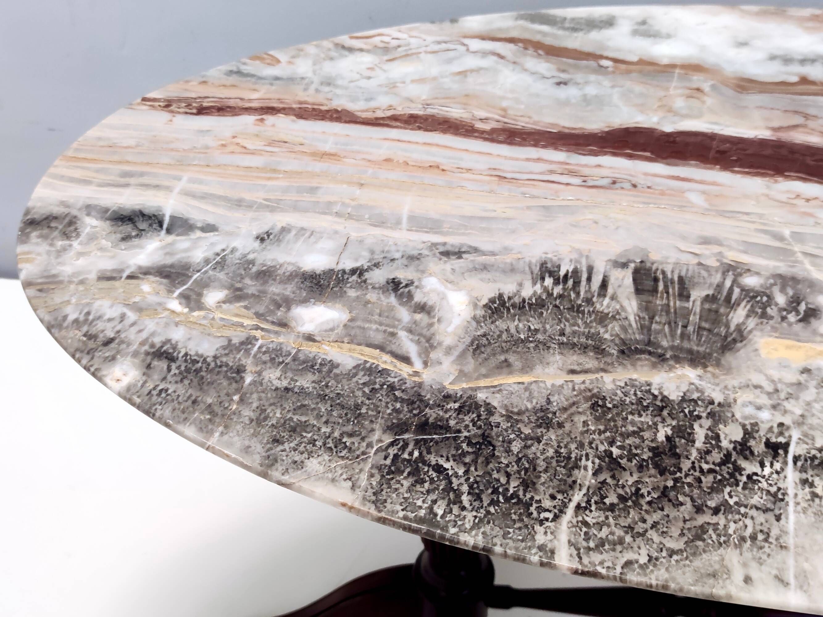 Vintage Beech Coffee Table Ascribable to Paolo Buffa with an Oval Red Onyx Top