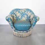 Pair of munari armchairs in antique vintage 1950s fabric