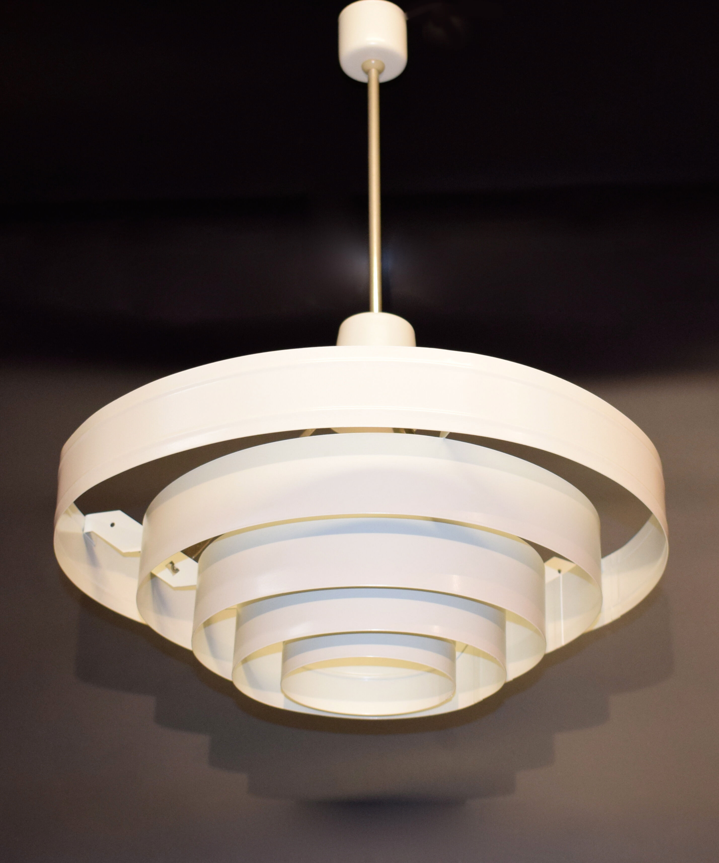 Satin white lacquered metal hanging from the 1960s