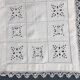Embroidered table center, surrounded by lace from puy