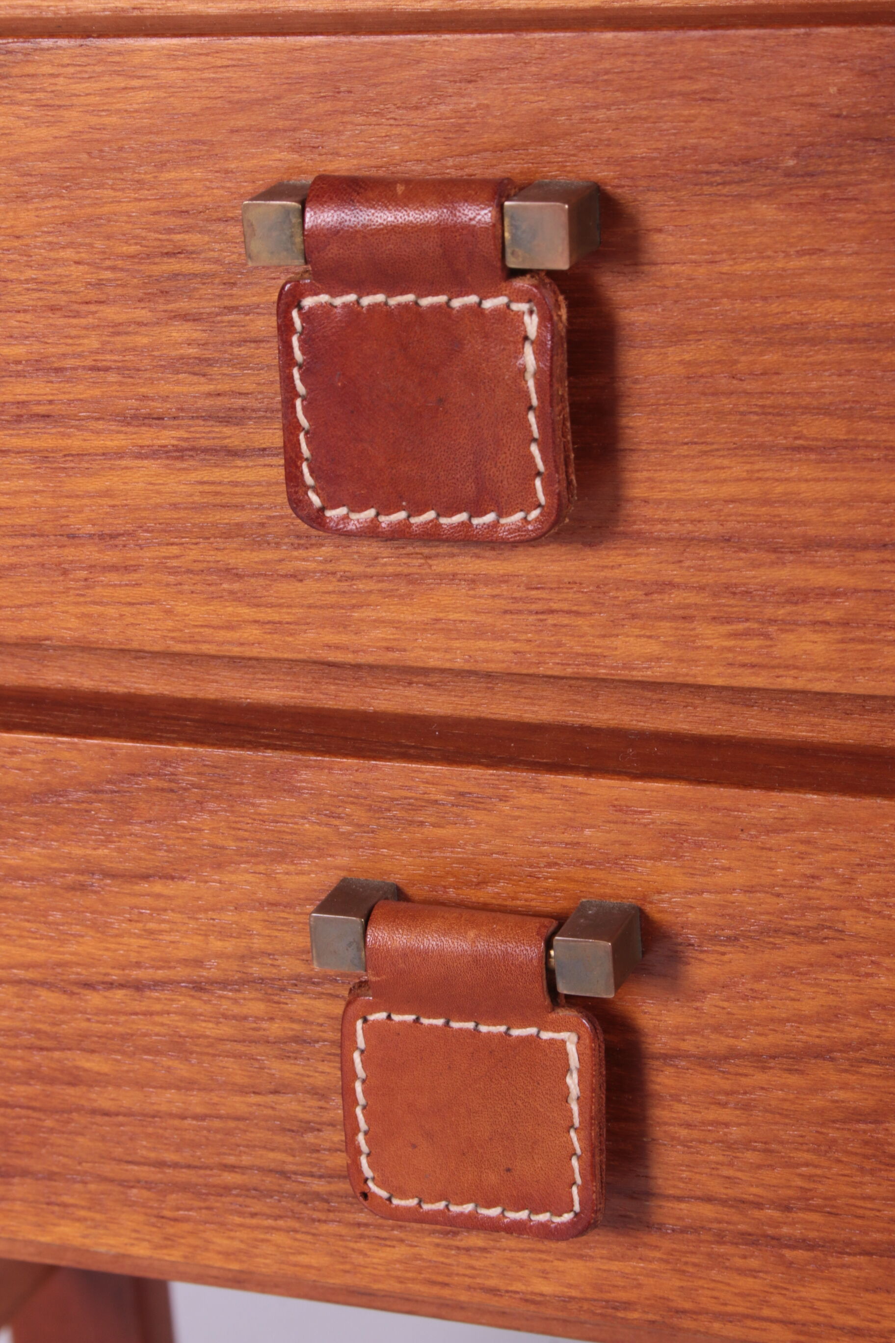 Vintage teak chest of drawers with leather handles by fröseke nybrofabrik, 1970s