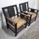 Pair of carved solid wood armchair and vintage rope 1950