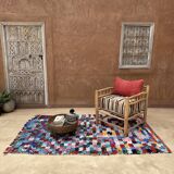 Colorful Boucherouite Moroccan rug - 141 x 237 cm