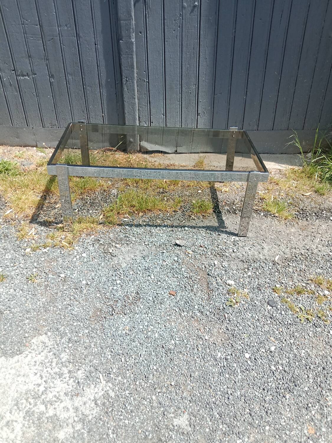 Chrome and smoked glass coffee table