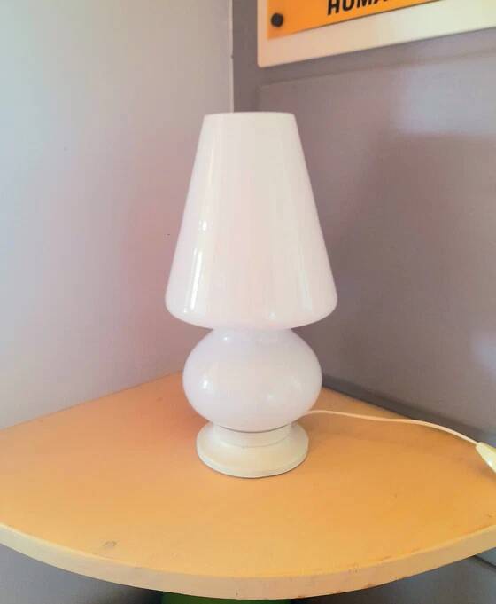 Murano opaline mushroom lamp, 1970