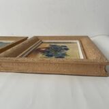 Duo of small flower bouquet paintings