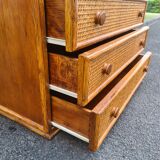 Vintage bamboo rattan chest of drawers Maugrion