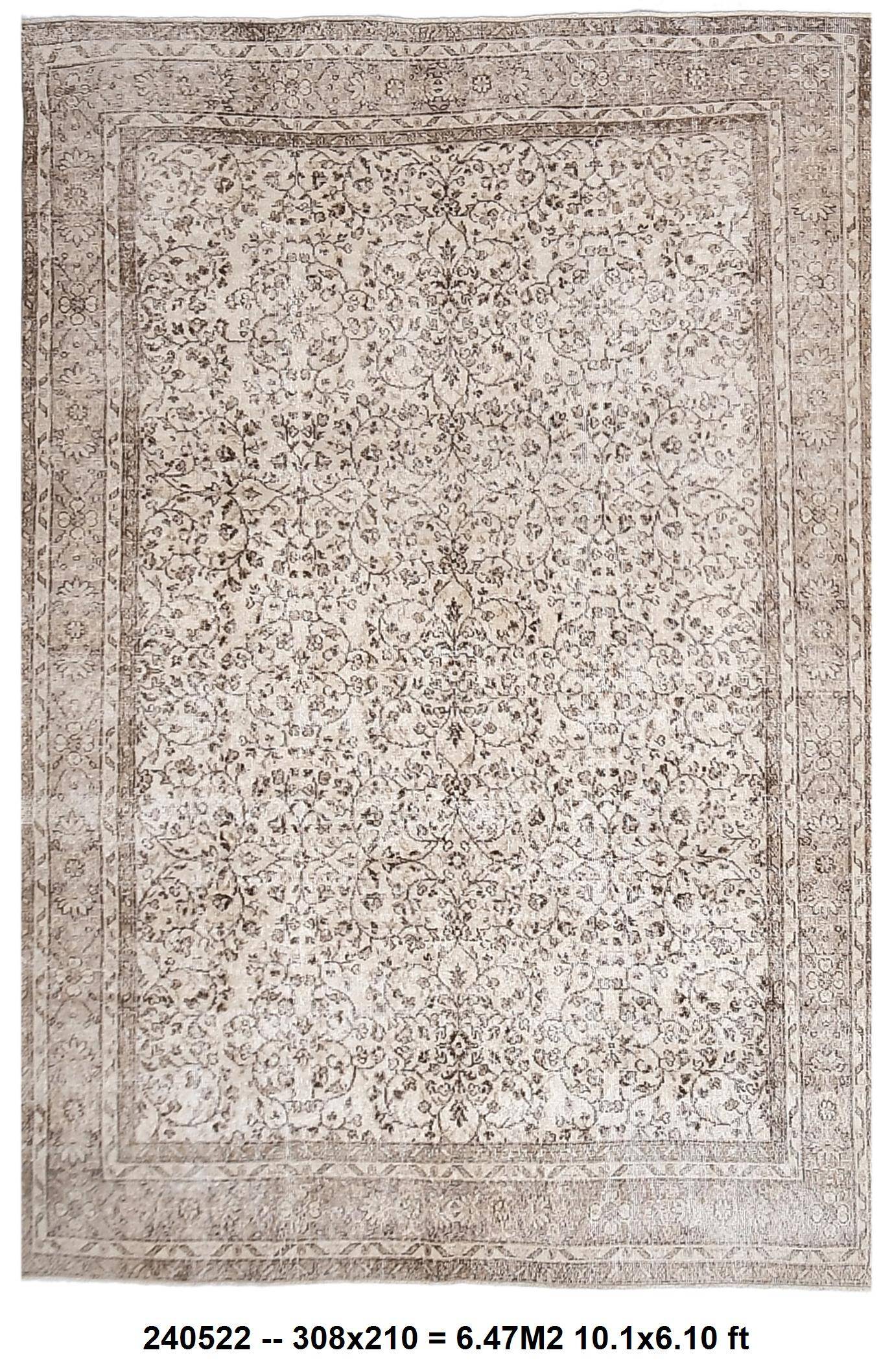 7x10 Beige & Brown Floral Vintage Rug 210x308Cm SK 240522