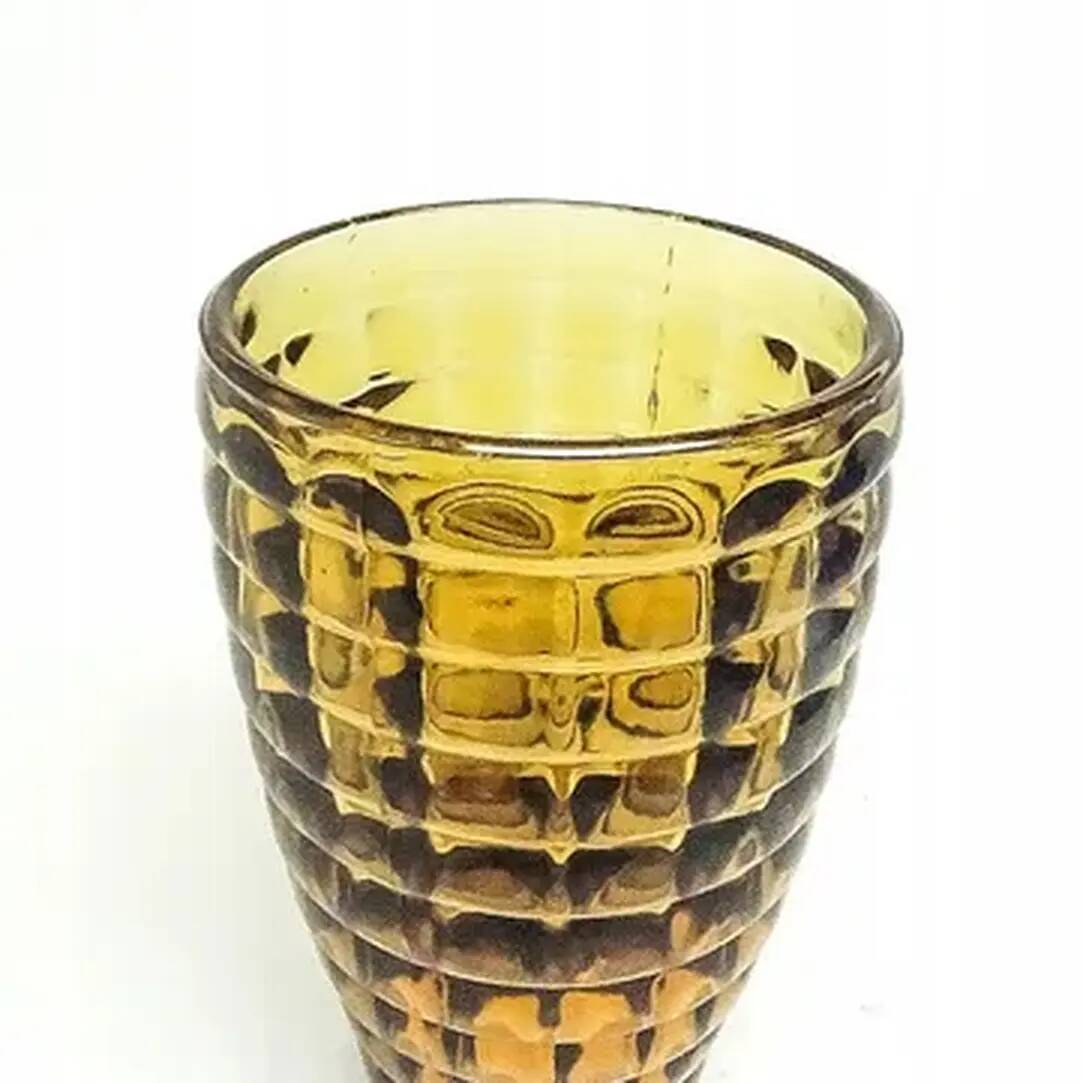 Optical vase, Polish modernism, yellow glass, Ząbkowice, Poland, 1970s
