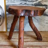 Brutalist sofa tip table in solid wood