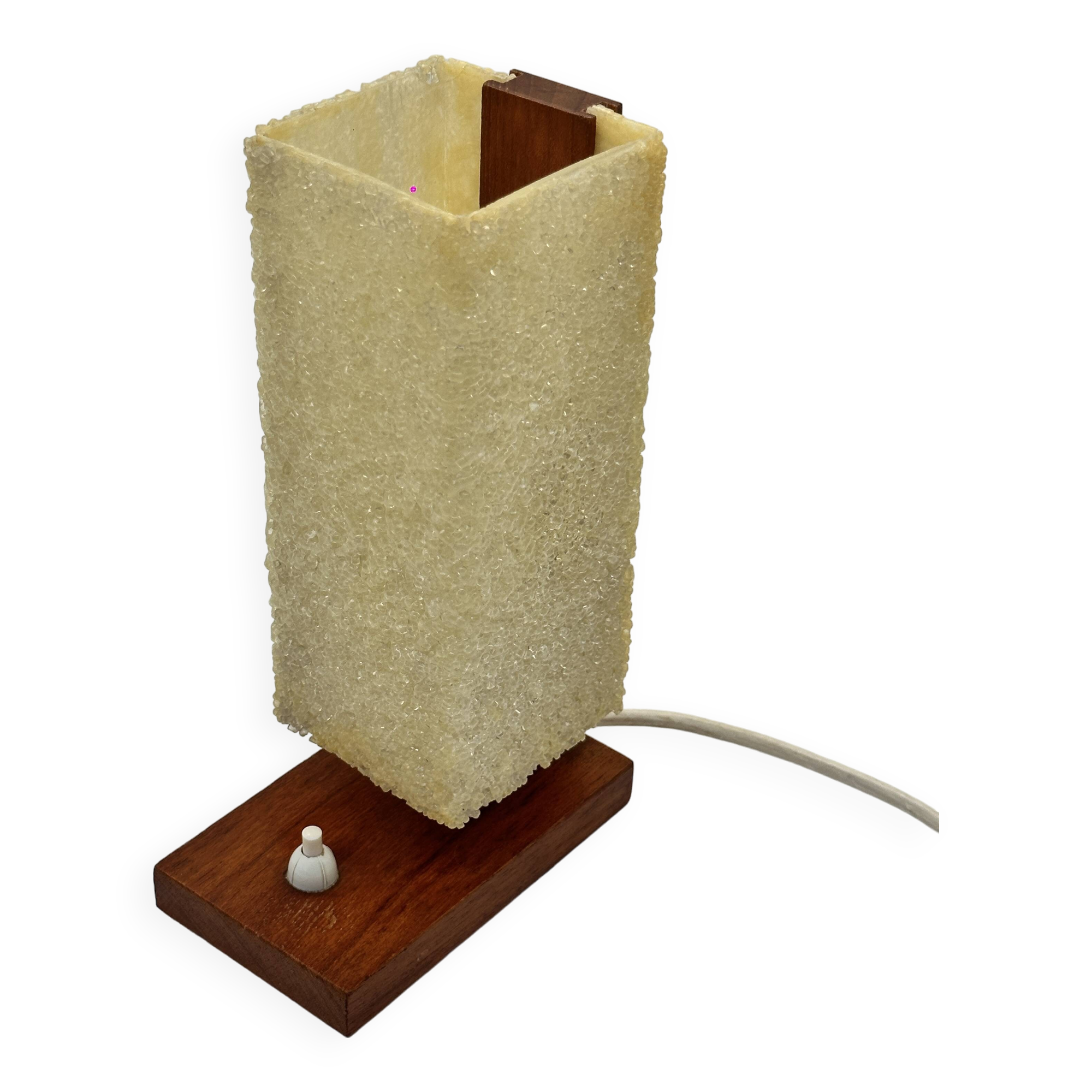 Scandinavian teak and acrylic granite desk lamp, 1950s