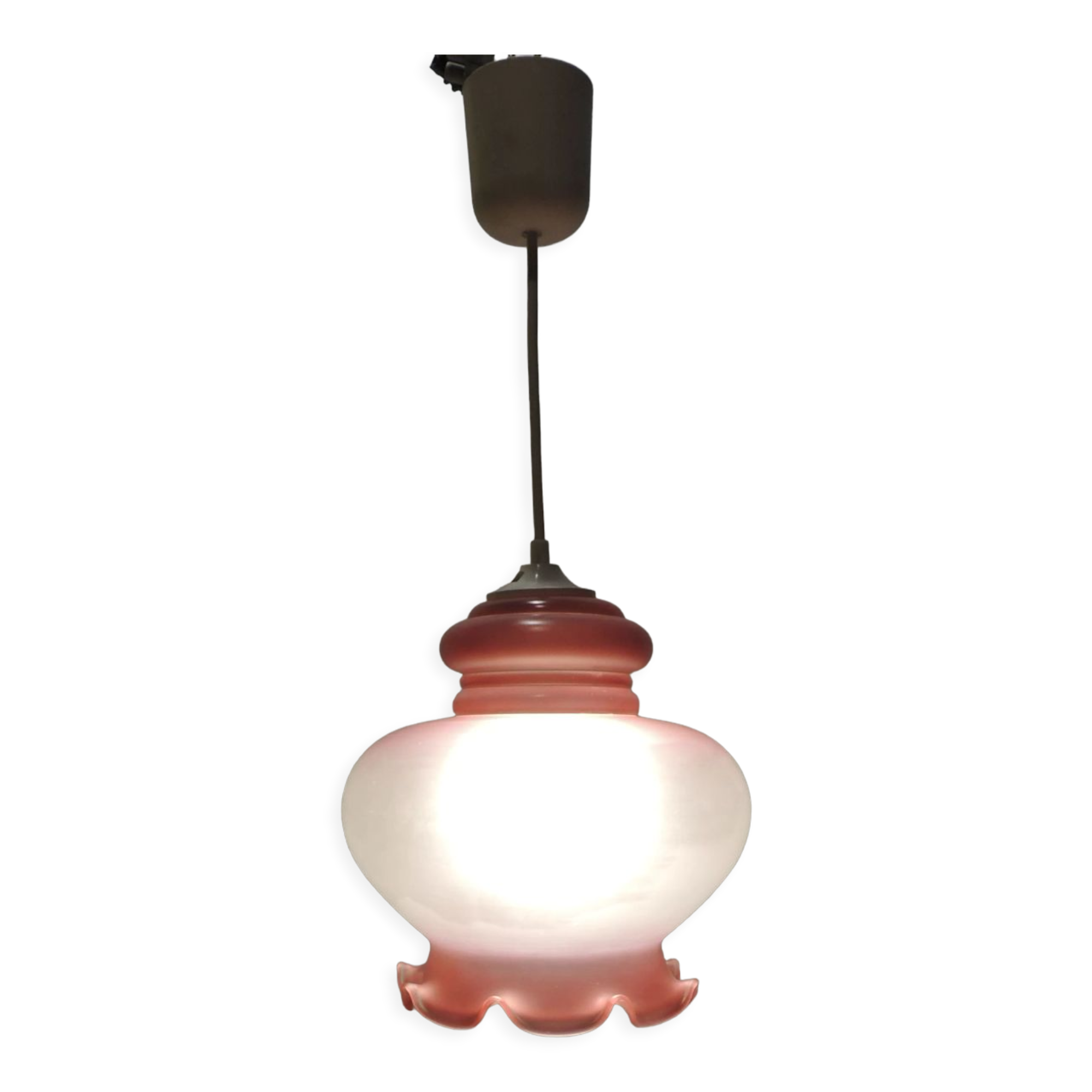 Suspension corolle verre moulé vintage