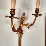 Pair of wall light 19th century Louis XV style ormolu 2 branches