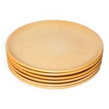 Vintage grès speckled  stoneware dinner plates * set of 6 * minimal mid-century tableware * 24.5 cm