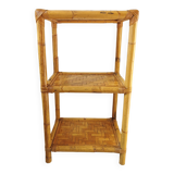 70's rattan and bamboo shelf