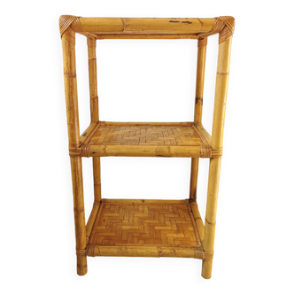 70's rattan and bamboo shelf