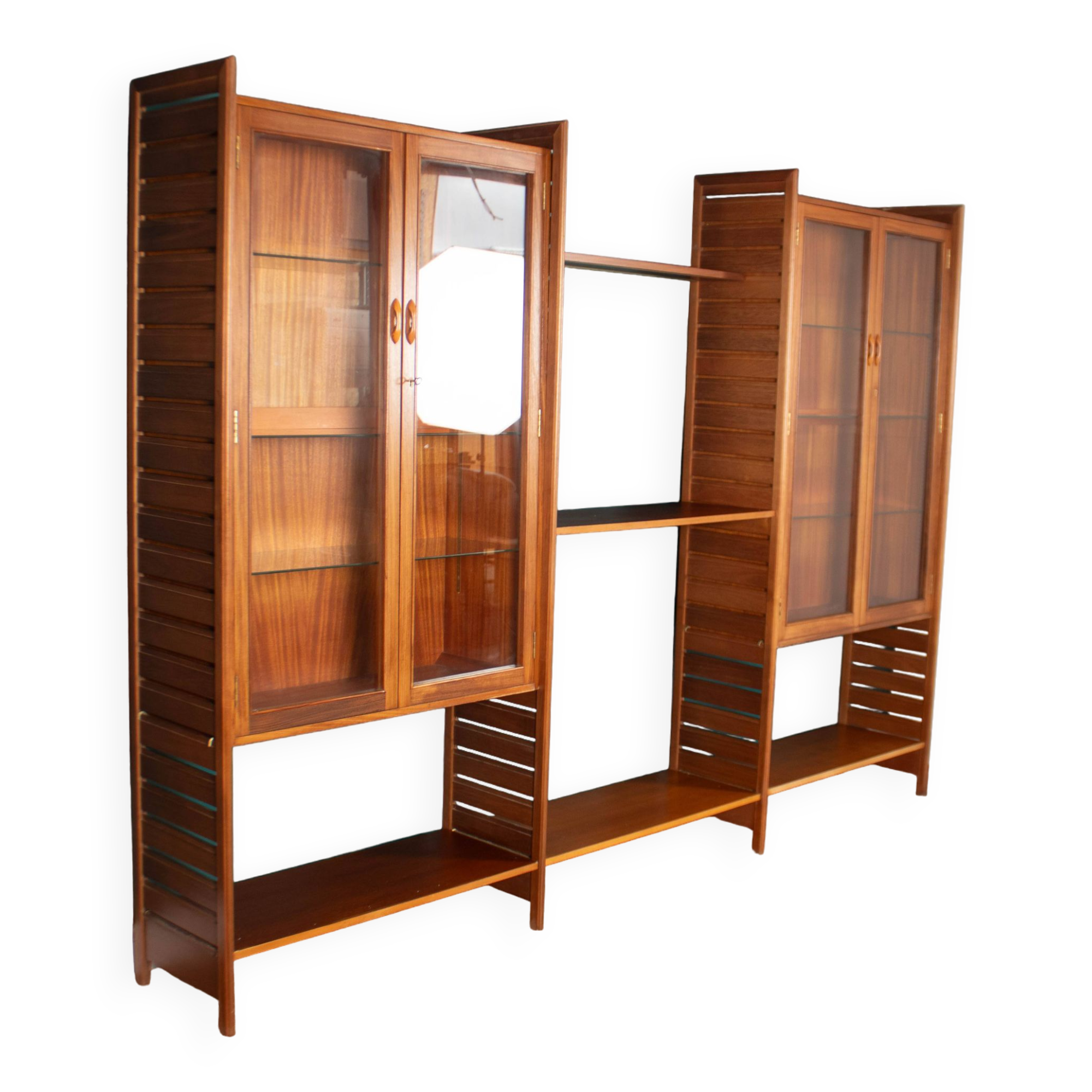 Retro Teak 1960s Mid Century Three Bay Ladder Shelving System