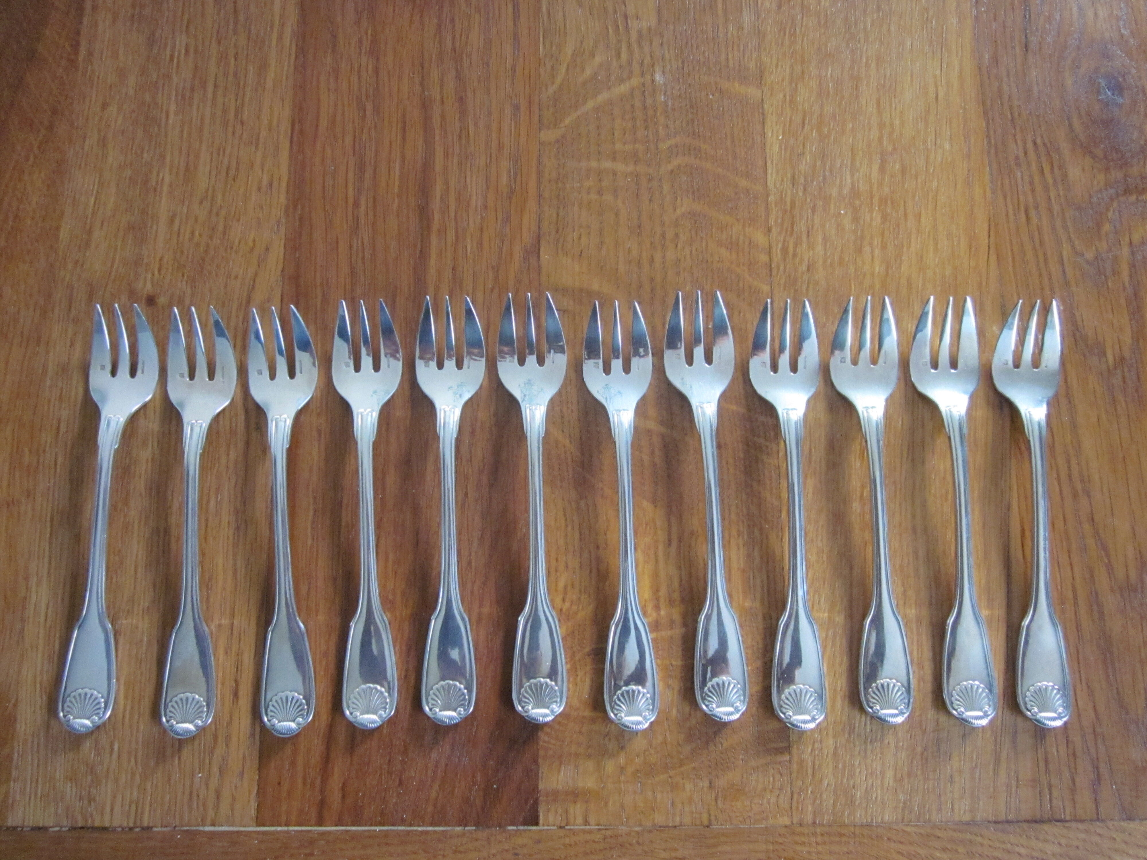 12 forks with cake christofle model shell