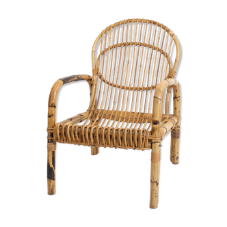 Bamboo and rattan low chair from the 60s and 70s