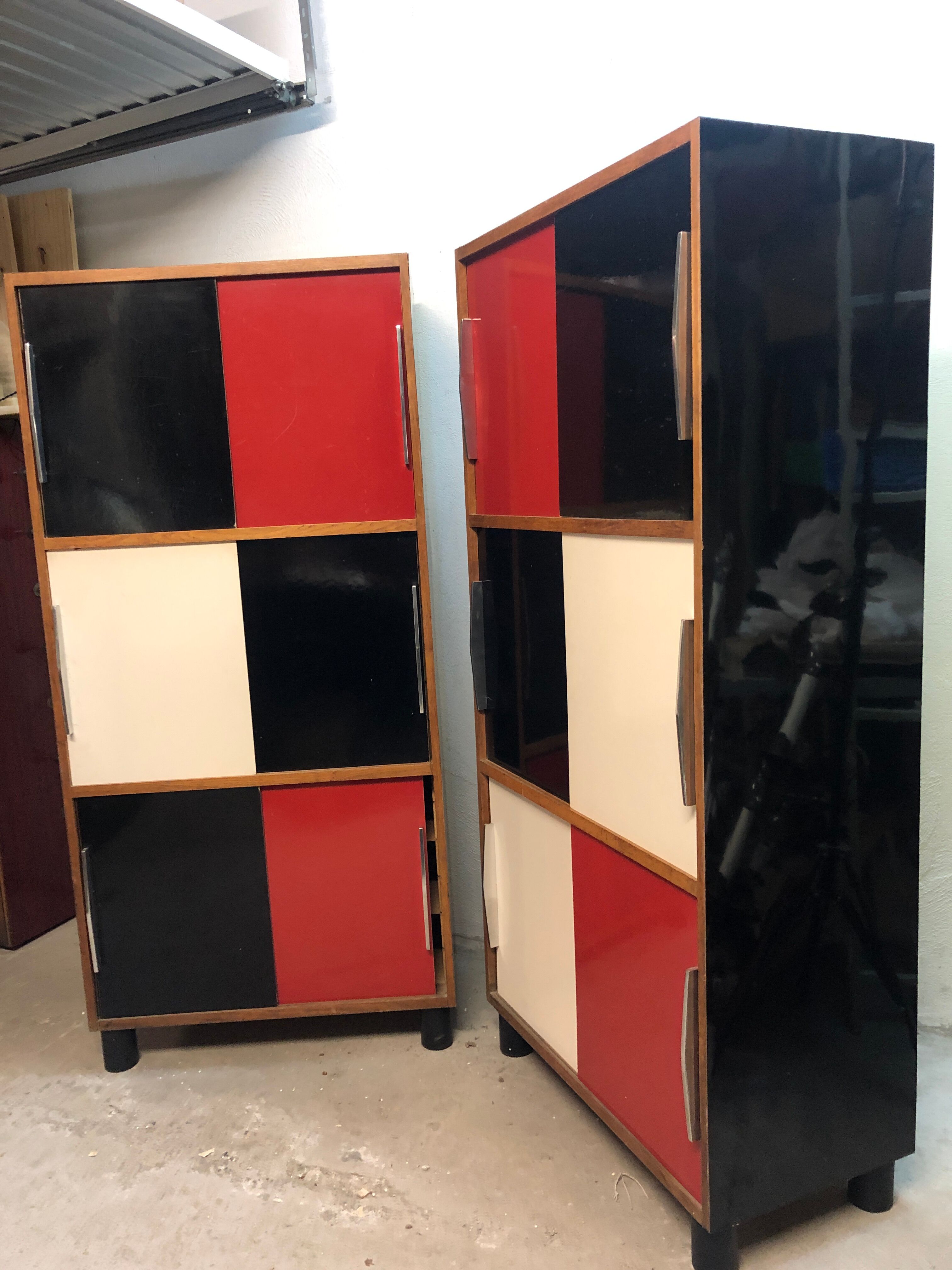 Pair of storage furniture 1960 covered with chromatic melamine 1960
