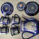 Vintage blue Taous dinnerware set of 21 pieces in very good overall condition.