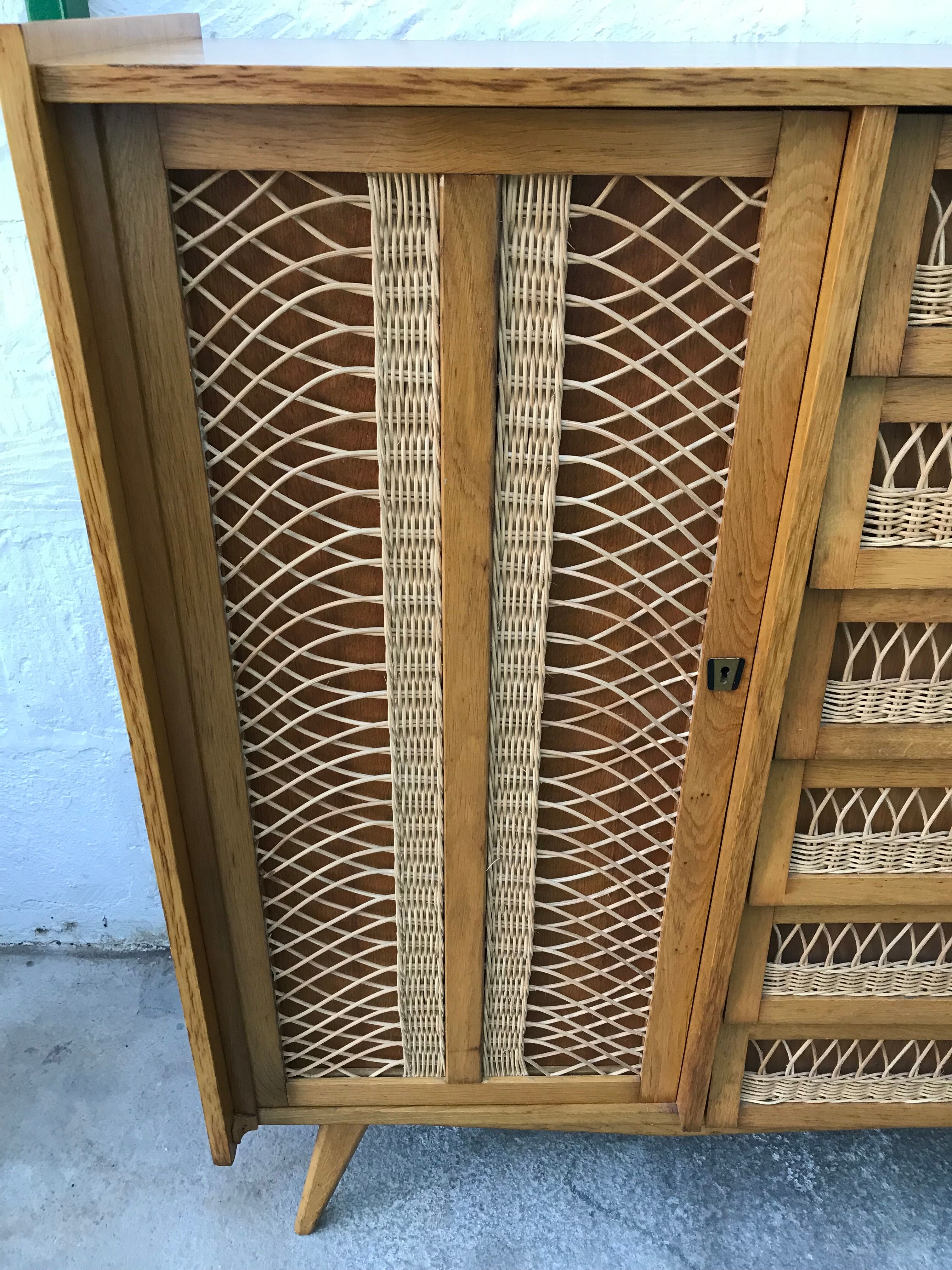 Rattan chest of drawers