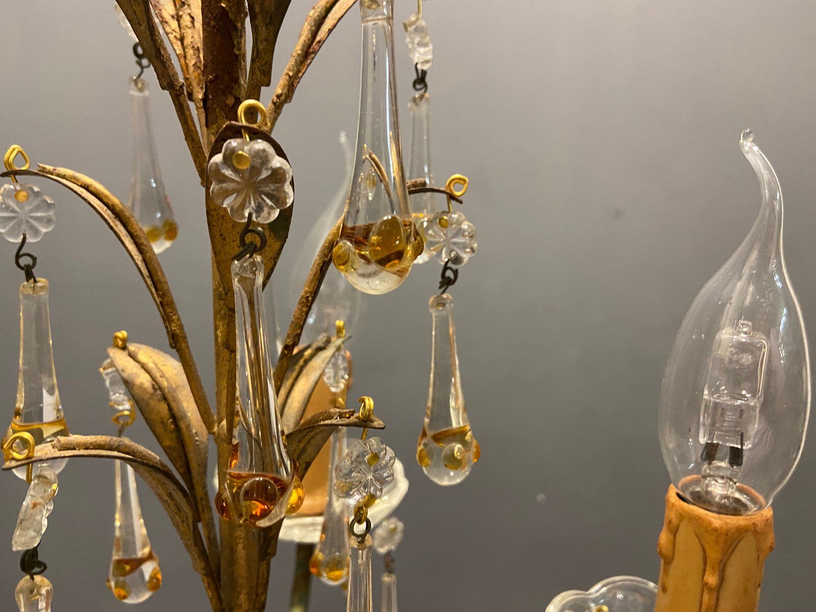 Italian Gold Gilded Murano Glass Fruit Chandelier