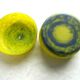 Bonbonnière yellow and blue glass paste, Art Deco, Muller or Degué taste