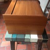 Teak box with curtain door