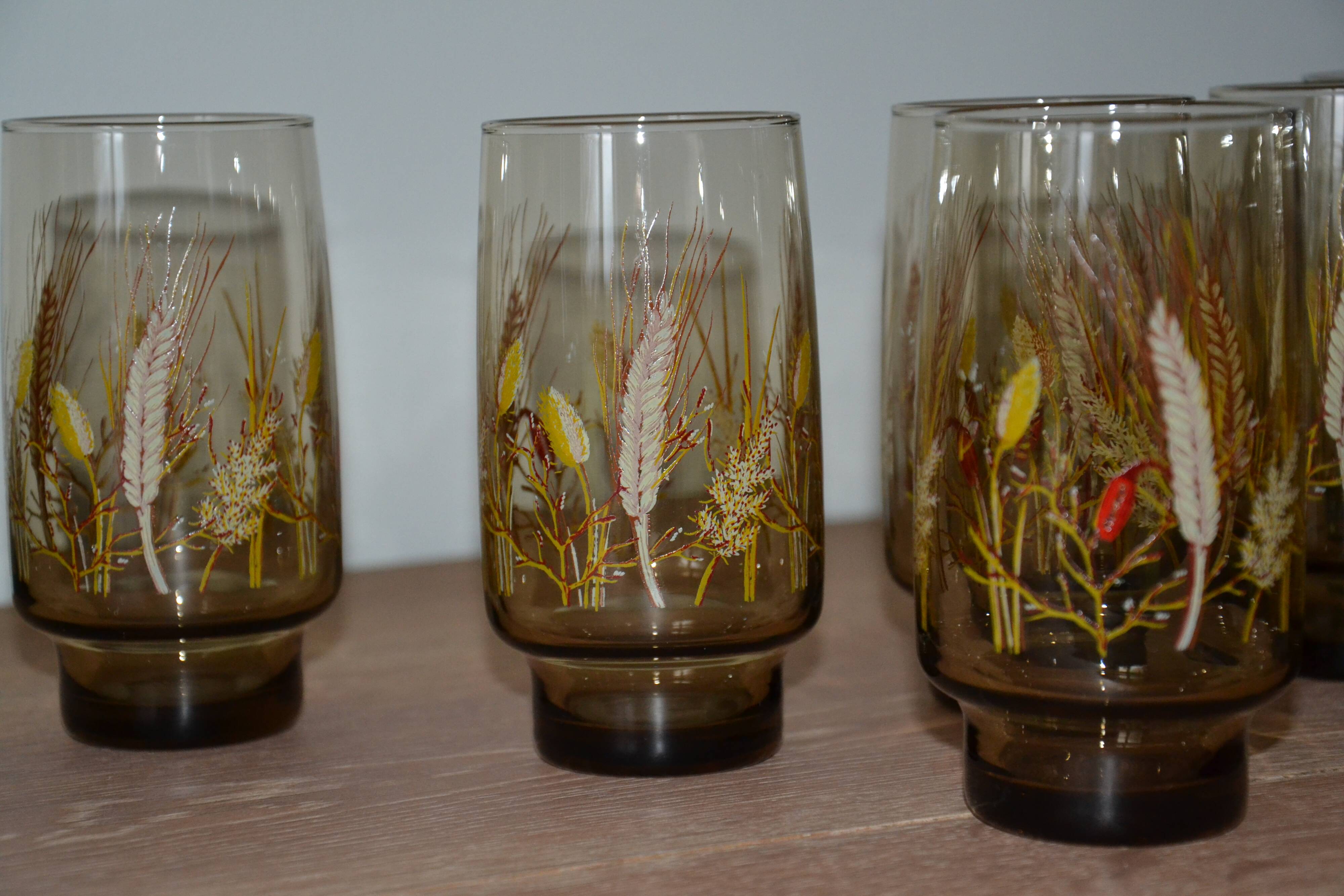 8 amber glasses from the 70s-80s.