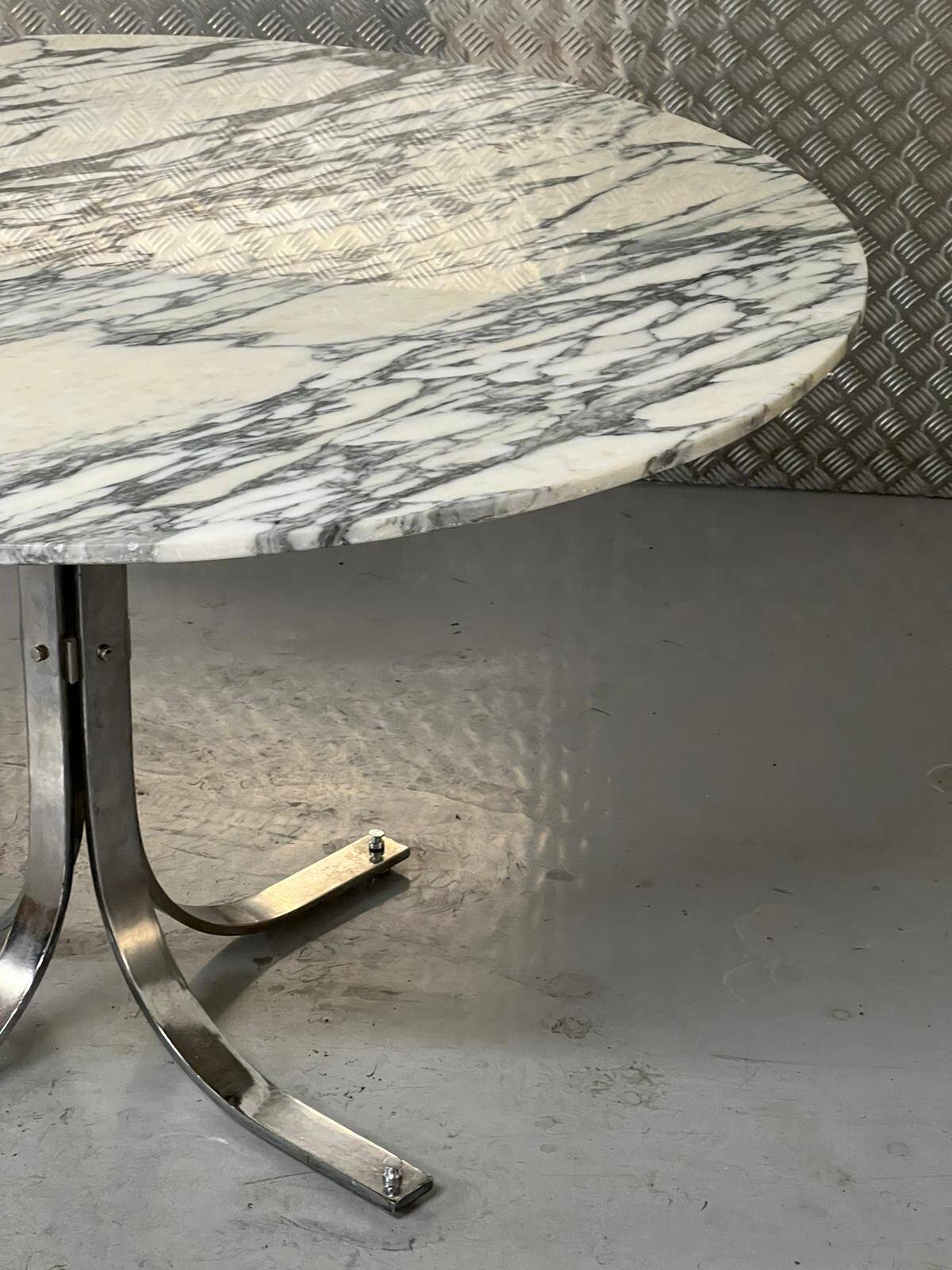 tulip table in marble and chrome metal italy 1970