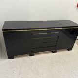 Buffet laqué noir et laiton, 1970s