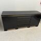 Buffet laqué noir et laiton, 1970s
