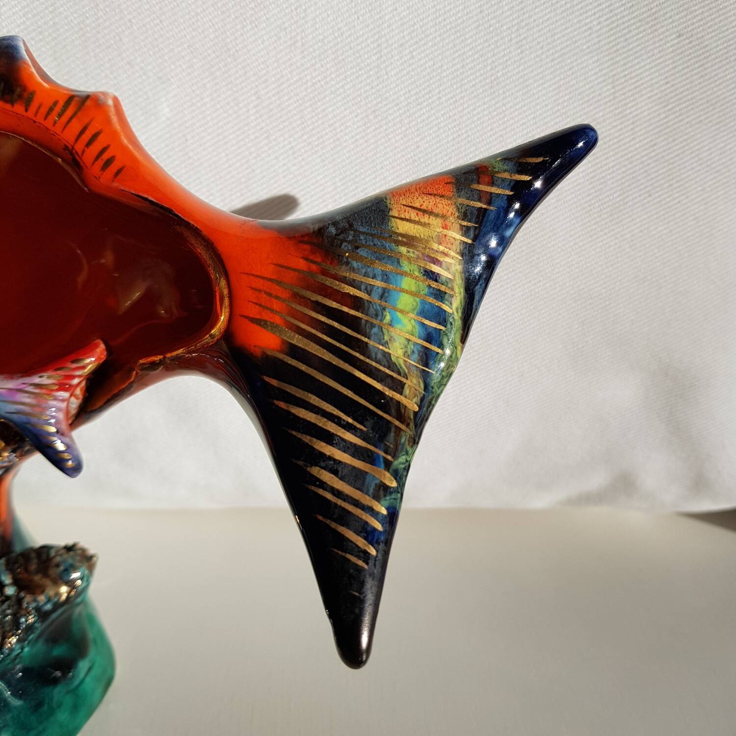 Lampe poisson en céramique avec ampoule