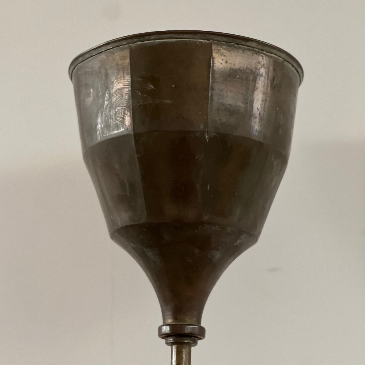 English mid-century brass floor lamp uplighter