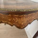 Table d'appoint vintage bois marqueté et laiton