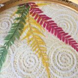 Vintage bamboo tray decorated with ferns and butterflies