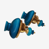 Blue brass and opaline aplique