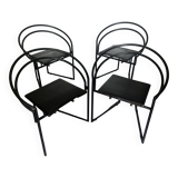 Set of 4 Latonda chairs by Mario Botta for Alias 1986, rare version with leather seat