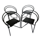 Set of 4 Latonda chairs by Mario Botta for Alias 1986, rare version with leather seat