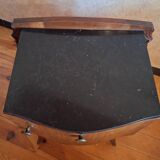 Black marble and burl walnut bedside table