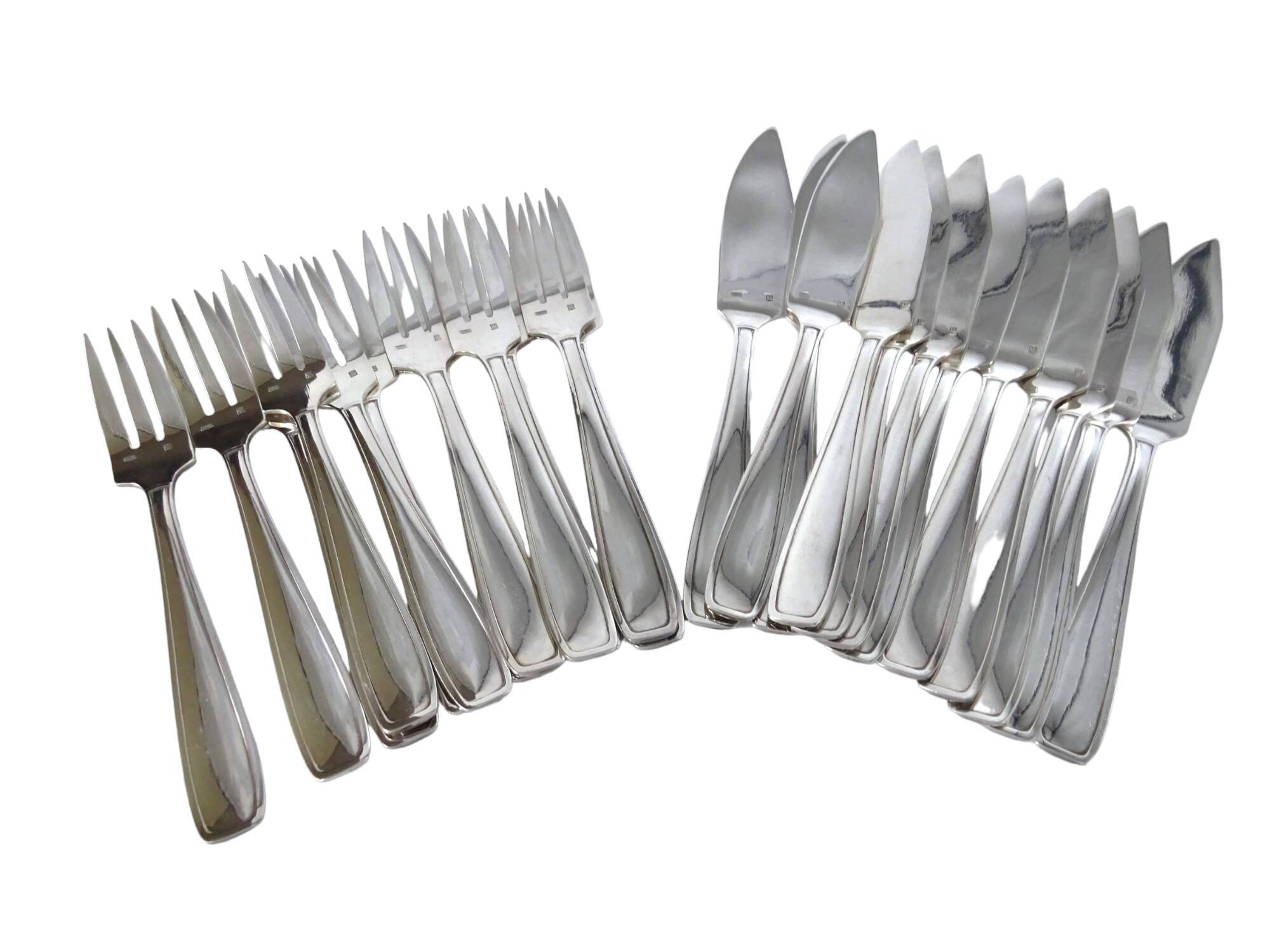 12 silver-plated fish forks and knives Frionnet François