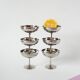 Set of 6 stainless steel bowls with fine feet, Design, 1970