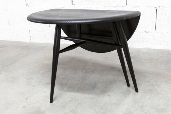Table basse Ercol 1960 modèle 308  coffee table demi lune noir mate