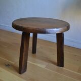 Brutalist tripod coffee table in solid oak, 1960s
